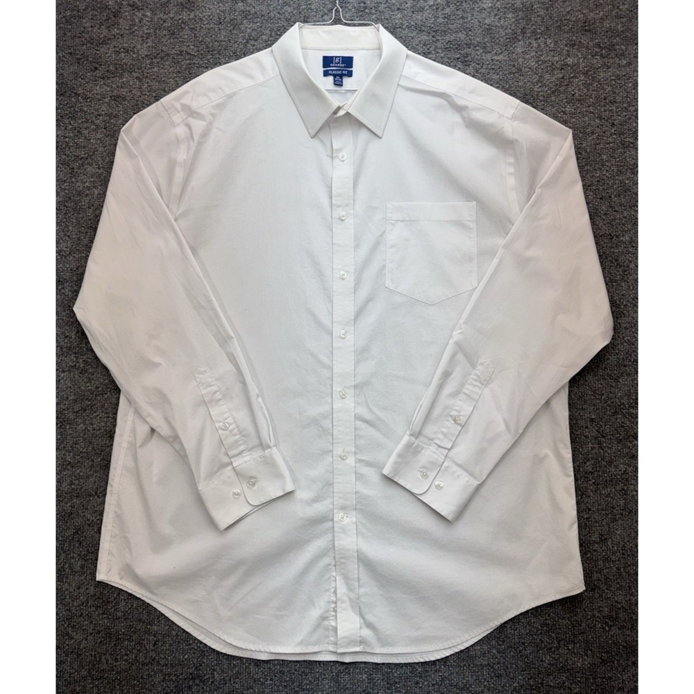 White Stretch Dress Shirt Men's 2XL Classic Fit Long Sleeve Button Front George